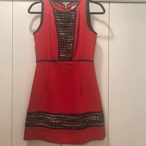 Milly red knit tweed panel mini dress, size 2